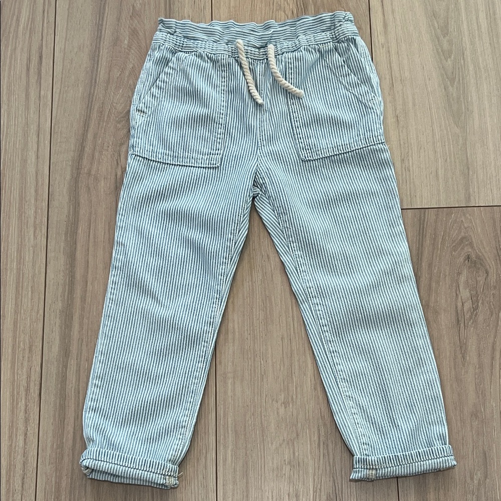 GAP Light Blue Cotton Striped Kids Pull-On Pants